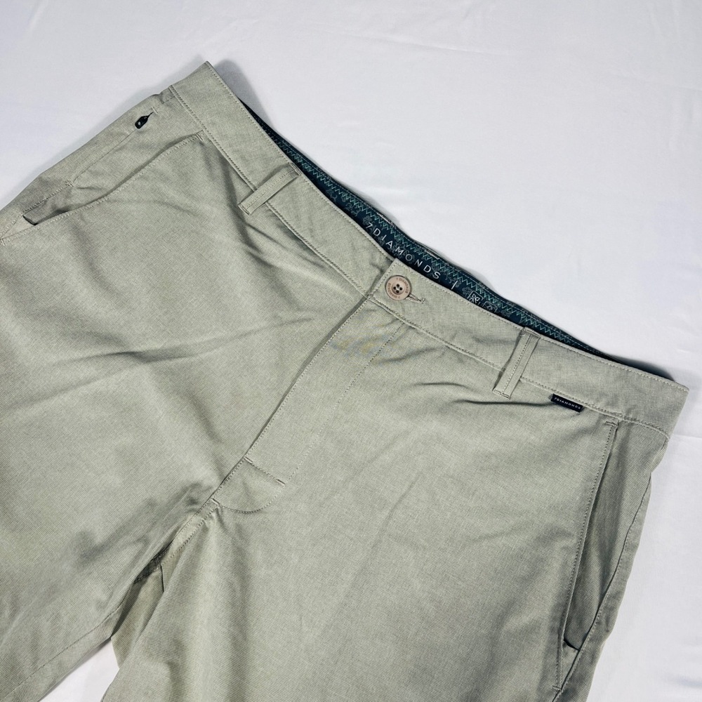 7 Diamonds Dynamic Performance Shorts Mens 36 Sage Green Heather Golf STS-1178